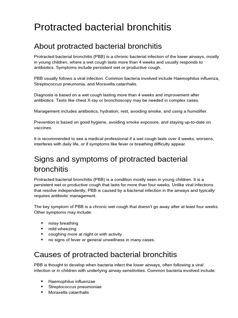 Understanding Protracted Bacterial Bronchitis | PDF | Bronchitis | Cough