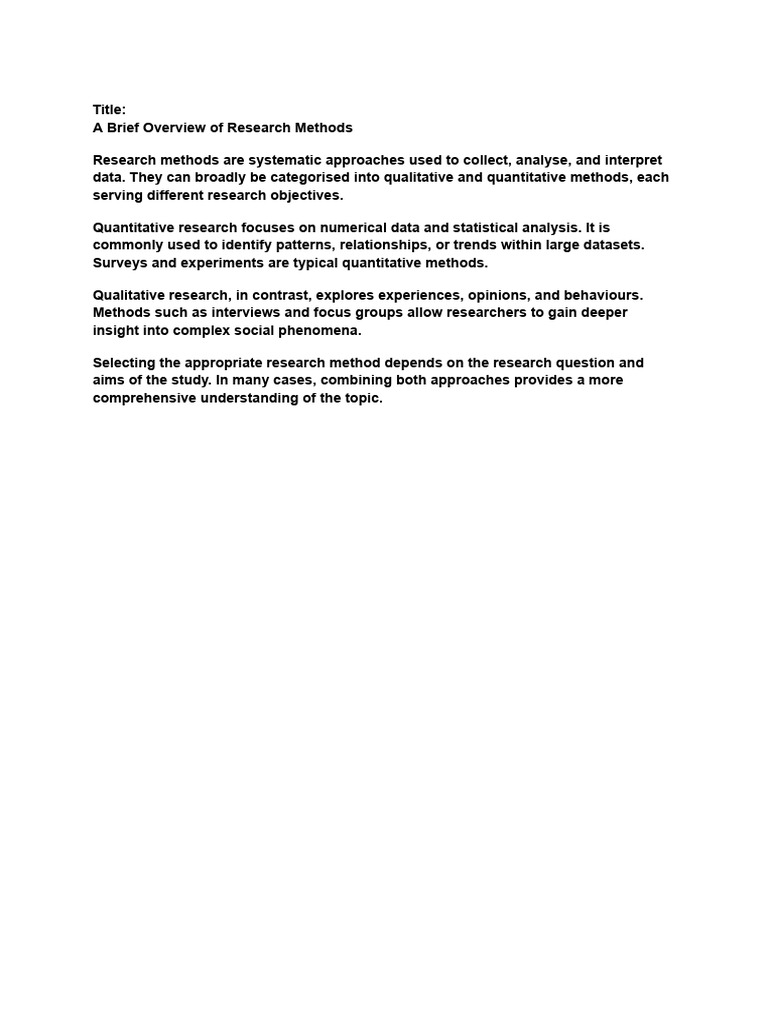 Overview of Research Methods Explained | PDF