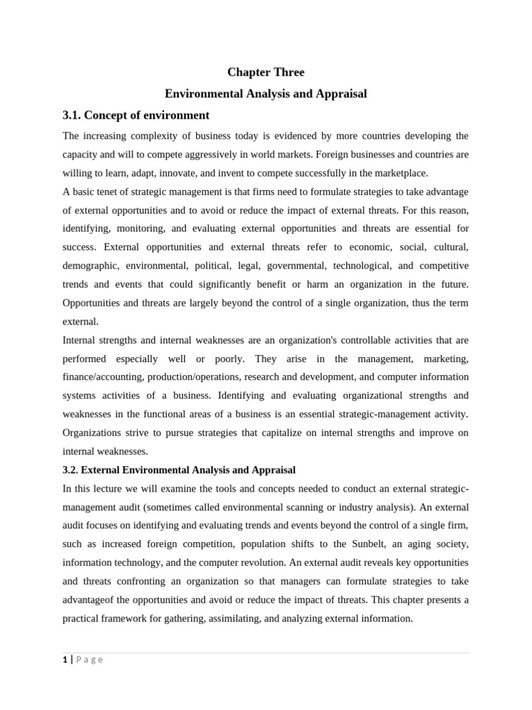 Chapter Three SM (1) | PDF | Strategic Management | Swot Analysis
