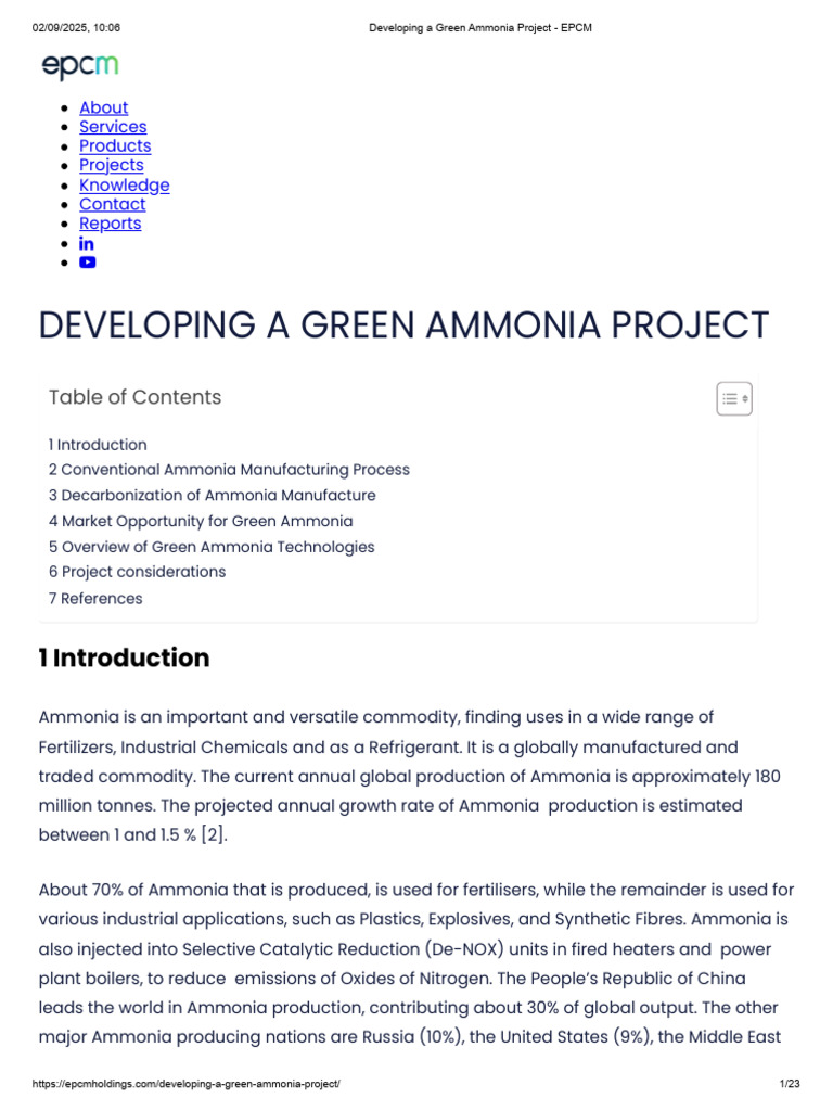 Green Ammonia Project Development Guide | PDF | Ammonia | Hydrogen