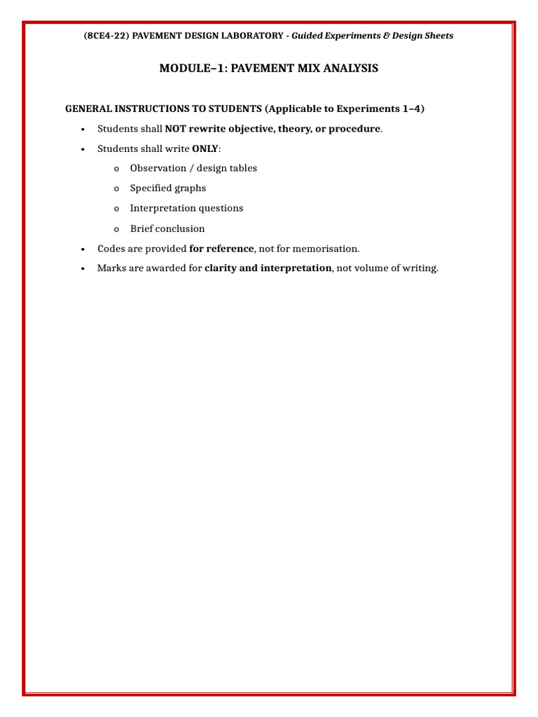 Pavement Design Lab: Mix Analysis Guide | PDF | Road Surface | Concrete
