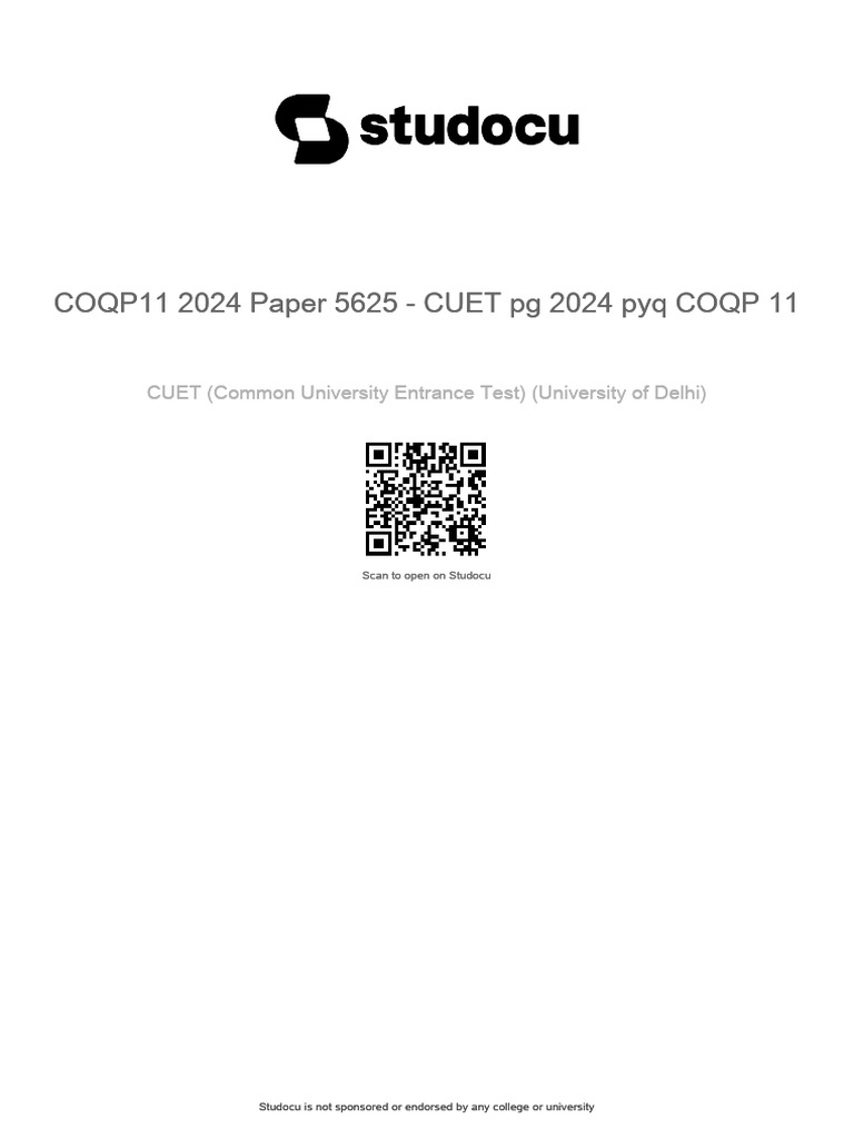 CUET PG 2024 COQP11 Practice Paper | PDF
