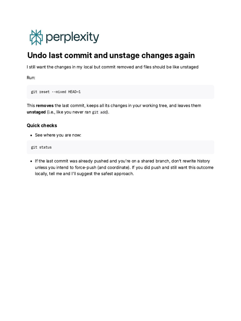 Undo Last Commit and Unstage Changes Again_I Still | PDF