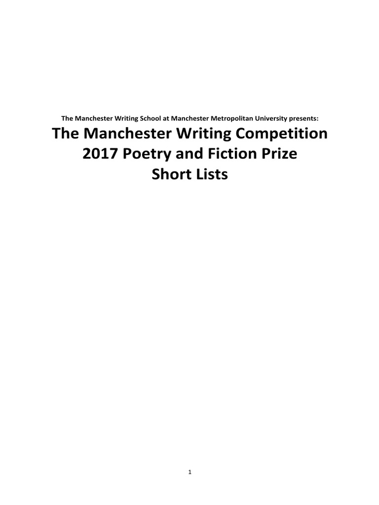 2017 Manchester Writing Competition Shortlists | PDF