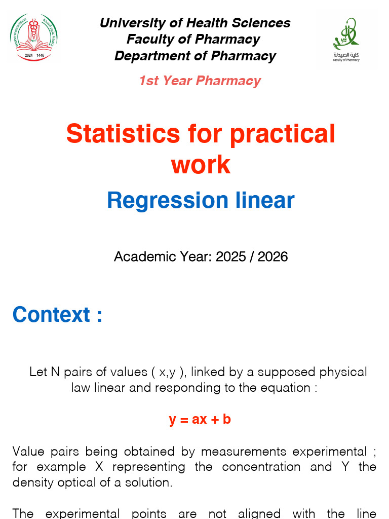 Linear Regression in Pharmacy Statistics | PDF | Linear Regression ...