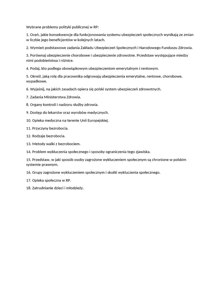 Wybrane Problemy Polityki Publicznej w RP | PDF