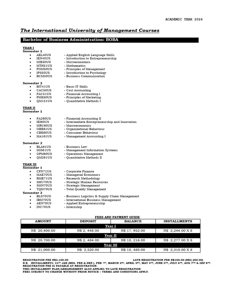 2026 University Course Fees & Structure | PDF | Economics | Business ...