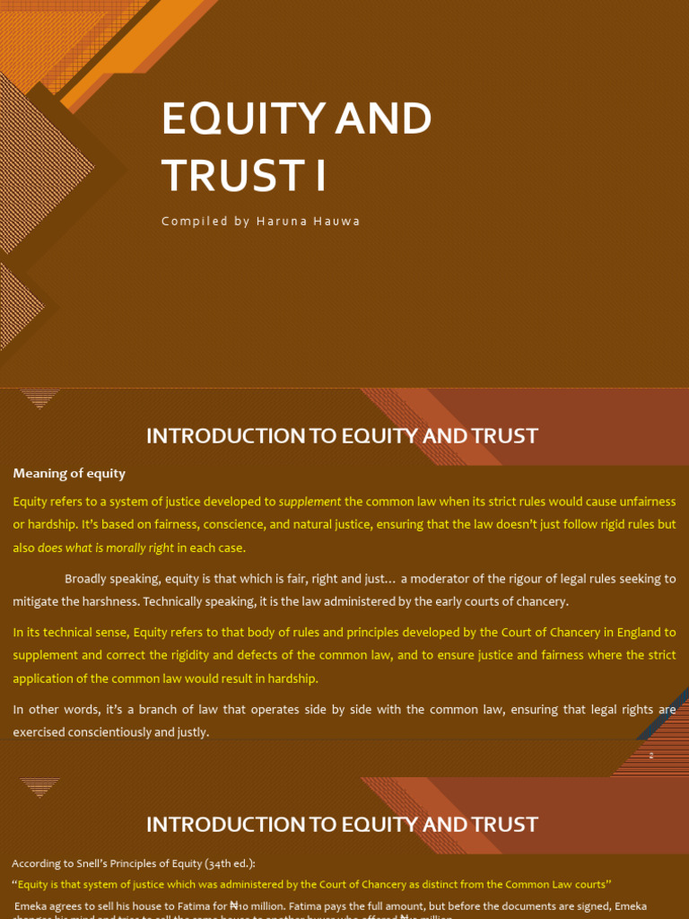 Understanding Equity and Trust Law | PDF | Equity (Law) | Legal Remedy