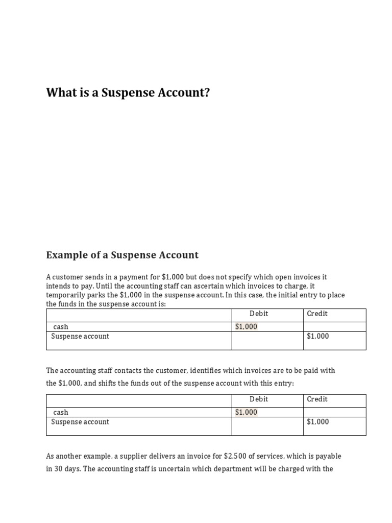 Understanding Suspense Accounts in Accounting | PDF | Accounts Payable ...