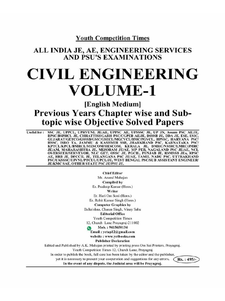 Ilide - Info Civil Engg Volume 1 by Yct PR | PDF