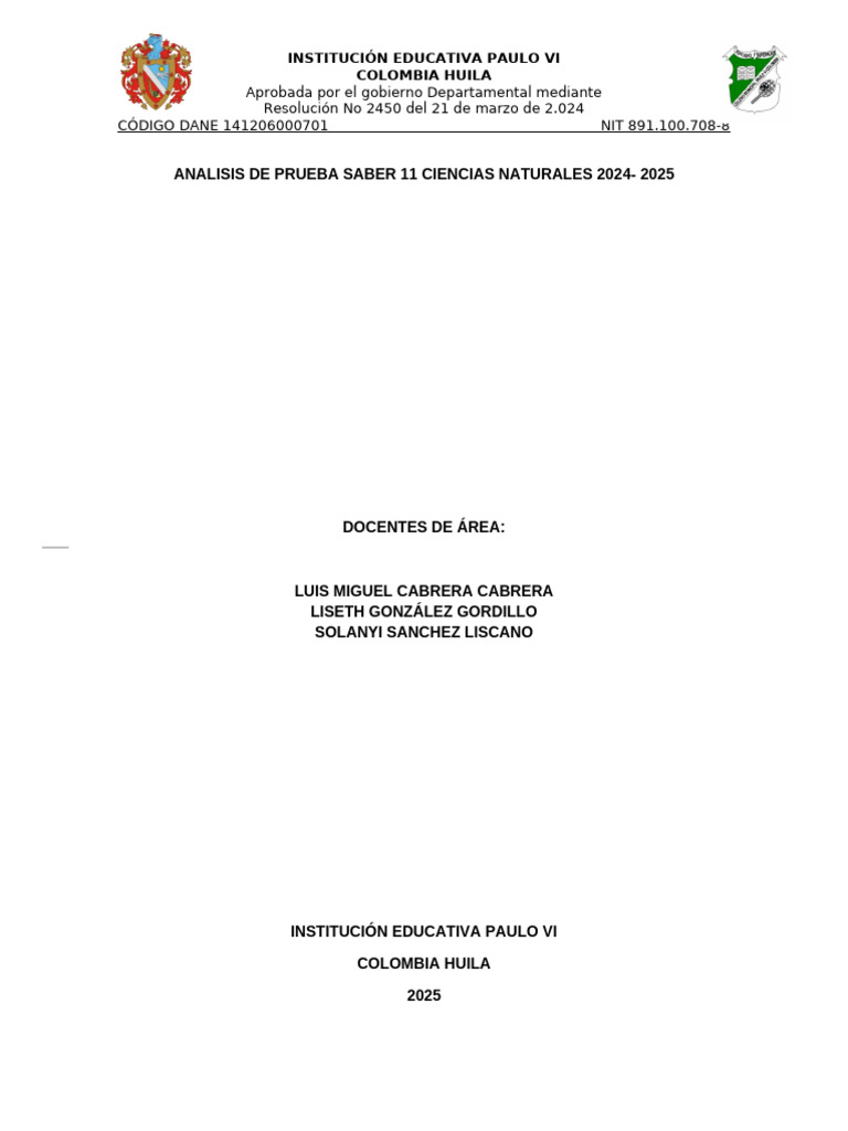 Análisis Pruebas Saber 11 Ciencias 2024-2025 | PDF | Teoría | Simulación