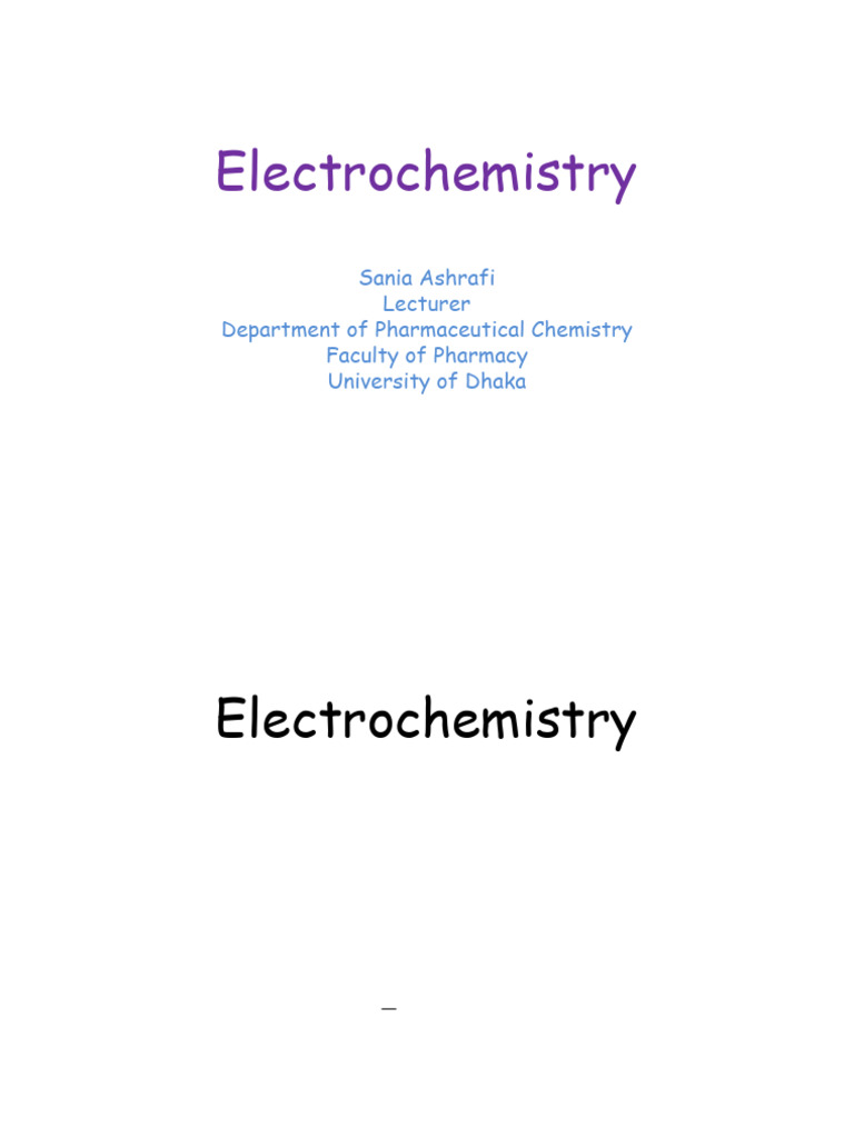 Electrochemistry | PDF | Electrolyte | Anode