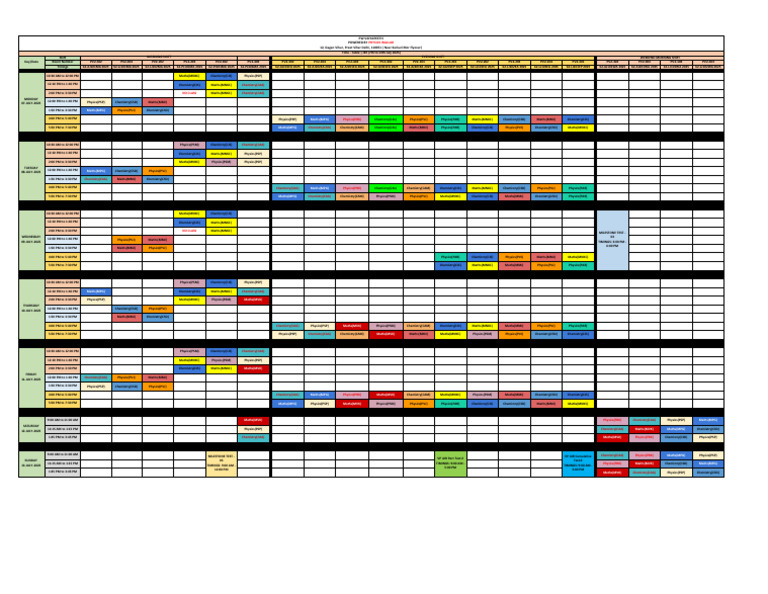 JEE - Time - Table - Week 28 - 7th To 13th July 2025 | PDF