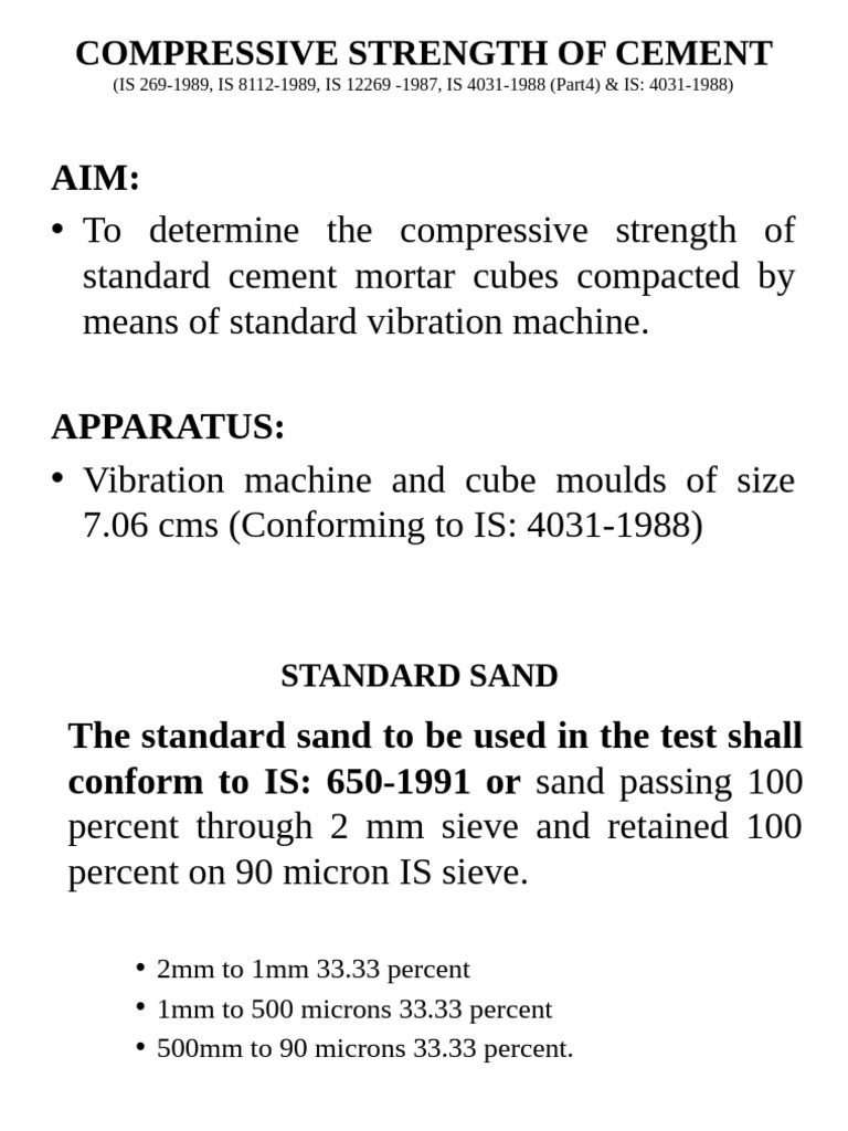 Compressive Strength of Cement Testing | PDF | Concrete | Cement