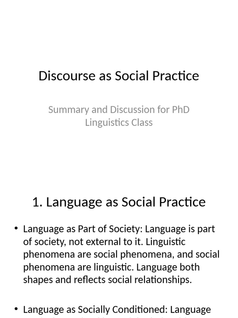 Discourse as Social Practice | PDF | Discourse | Linguistics