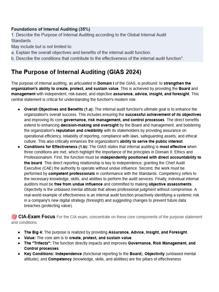 Purpose and Mandate of Internal Auditing | PDF | Internal Audit | Audit