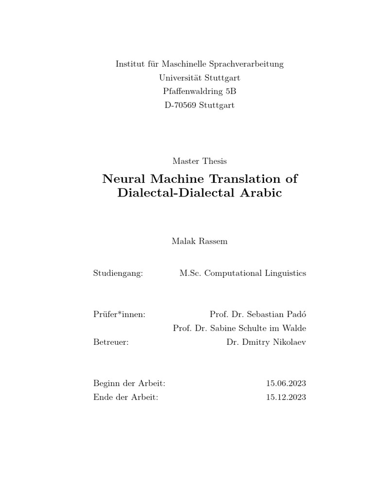 Thesis Malak Rassem | PDF | Arabic | Linguistics