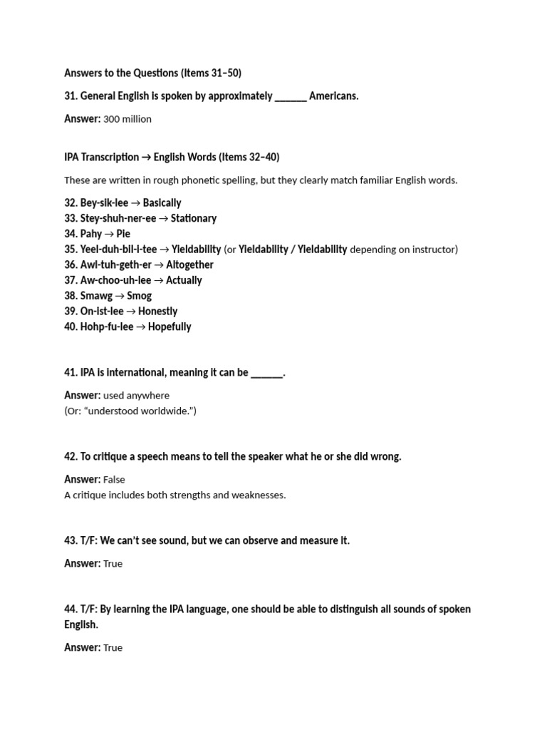 Answers to the Questions | PDF