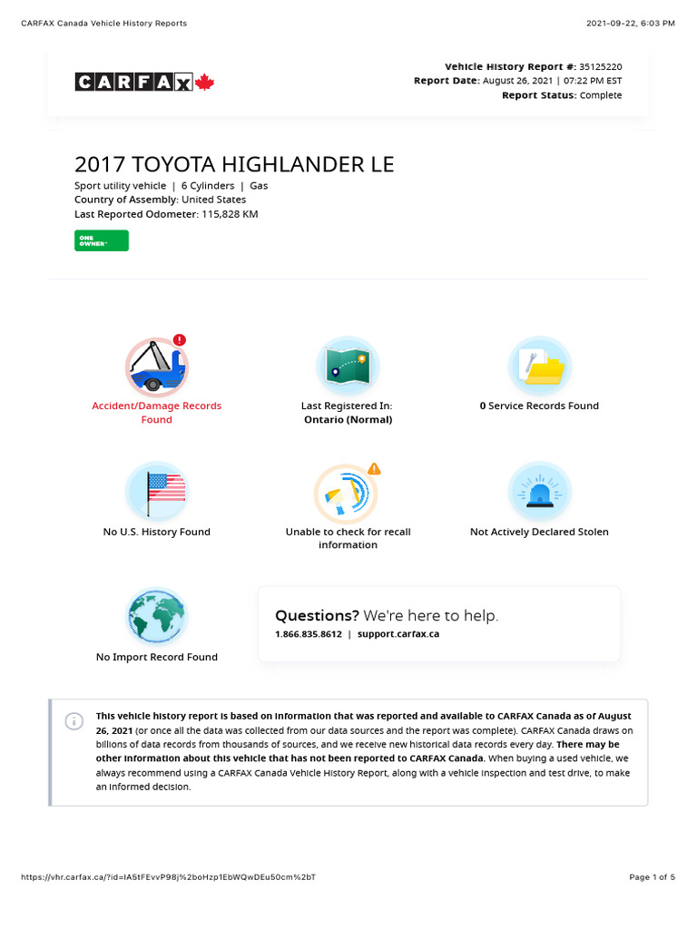 CARFAX Canada Vehicle History Reports | PDF | Ontario | Vehicles