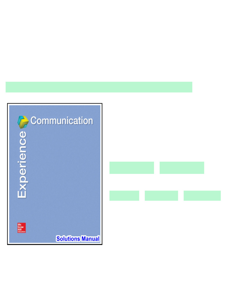 Experience Communication 1st Edition Child Solutions Manual Full ...