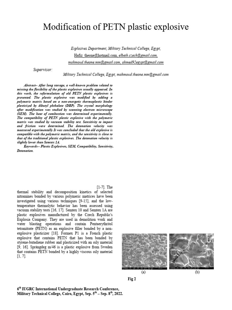 Reformulation of PETN Plastic Explosive | PDF | Physical Sciences ...