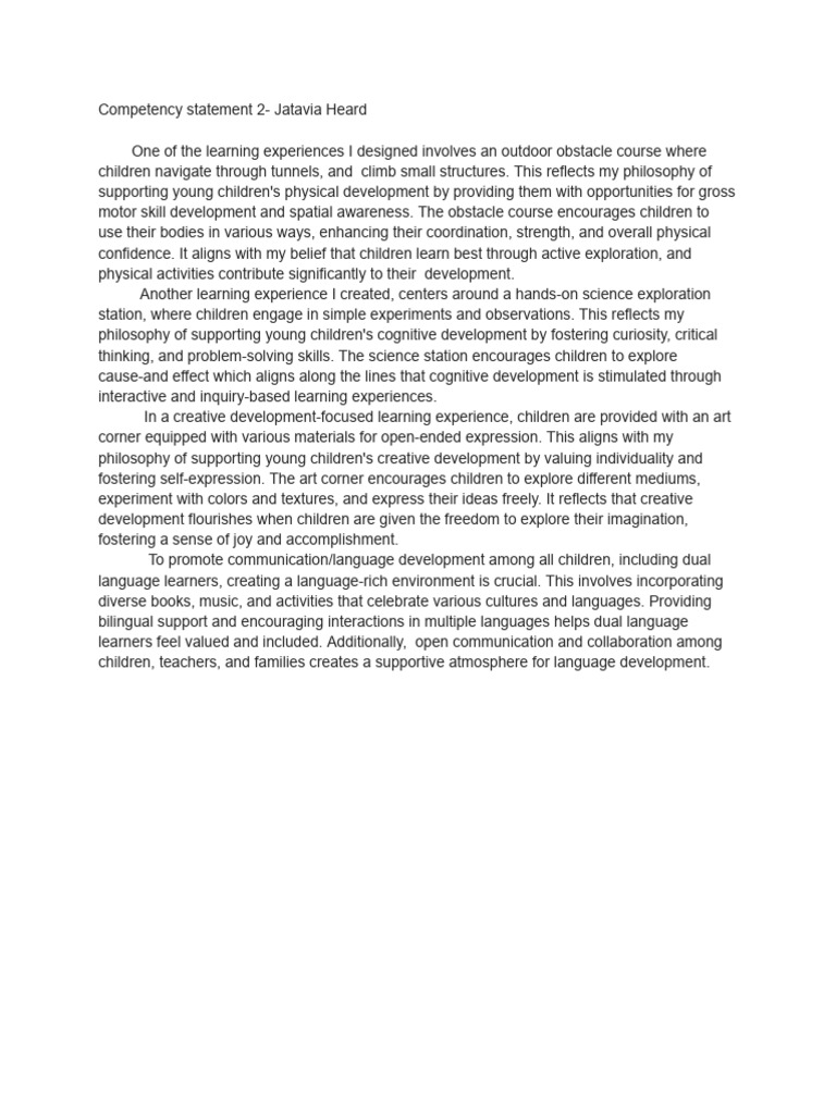 Compentency Statement 2-Jatavia Heard.pdf | PDF