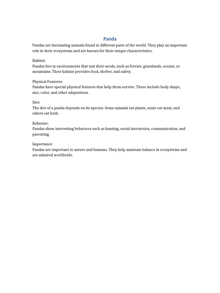 Overview of Panda Characteristics and Habitat | PDF