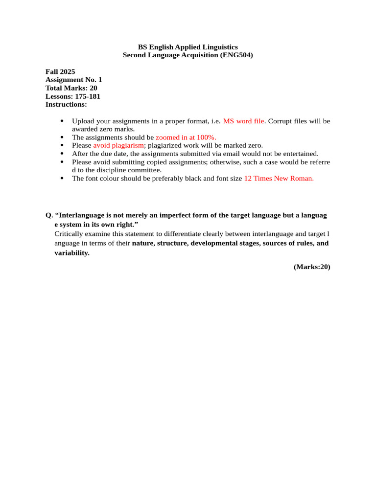 Interlanguage vs. Target Language Analysis | PDF