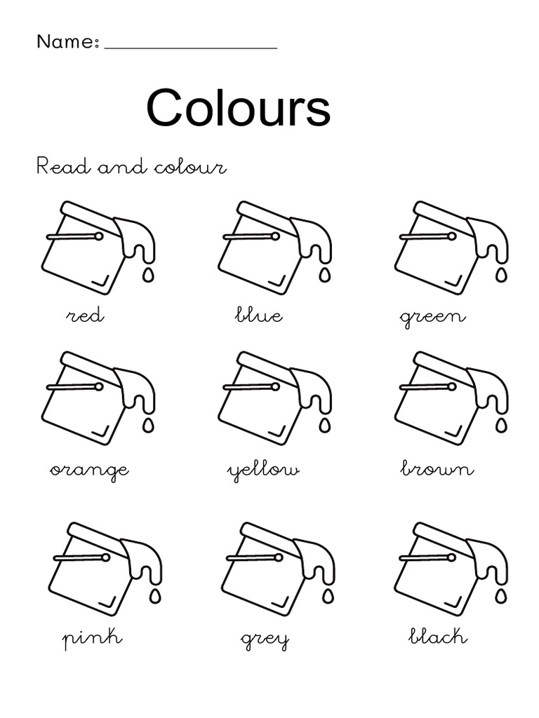 Black and White Simple Colours Worksheet | PDF
