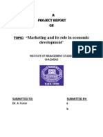 Marketing and Its Role in Economic Development: A Project Report ON