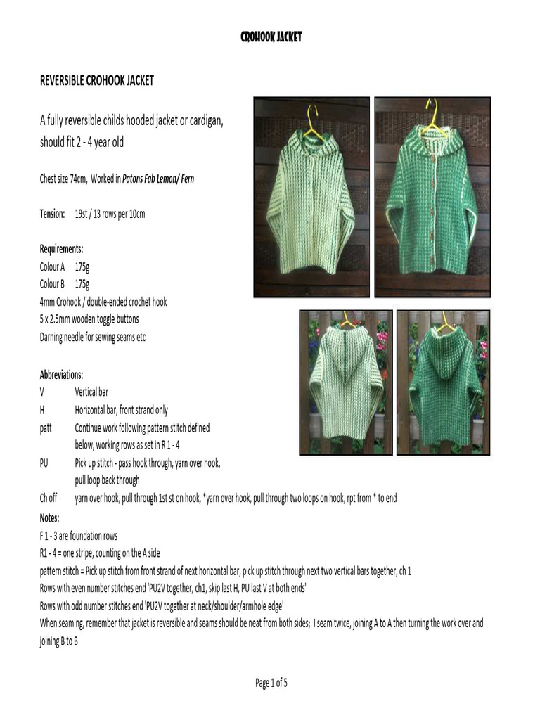 Crohook Jacket | PDF | Sewing | Textile Arts