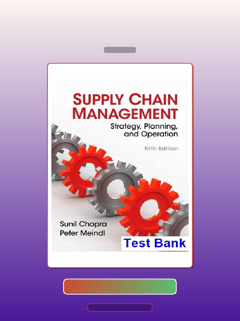 Supply Chain Management 5th Edition Chopra E-book Testbank Solutions ...
