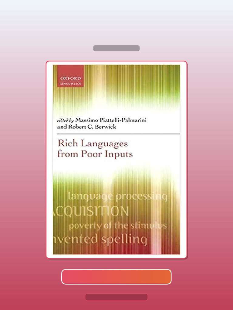 Rich Languages From Poor Inputs by Massimo Piattelli E-book Testbank ...