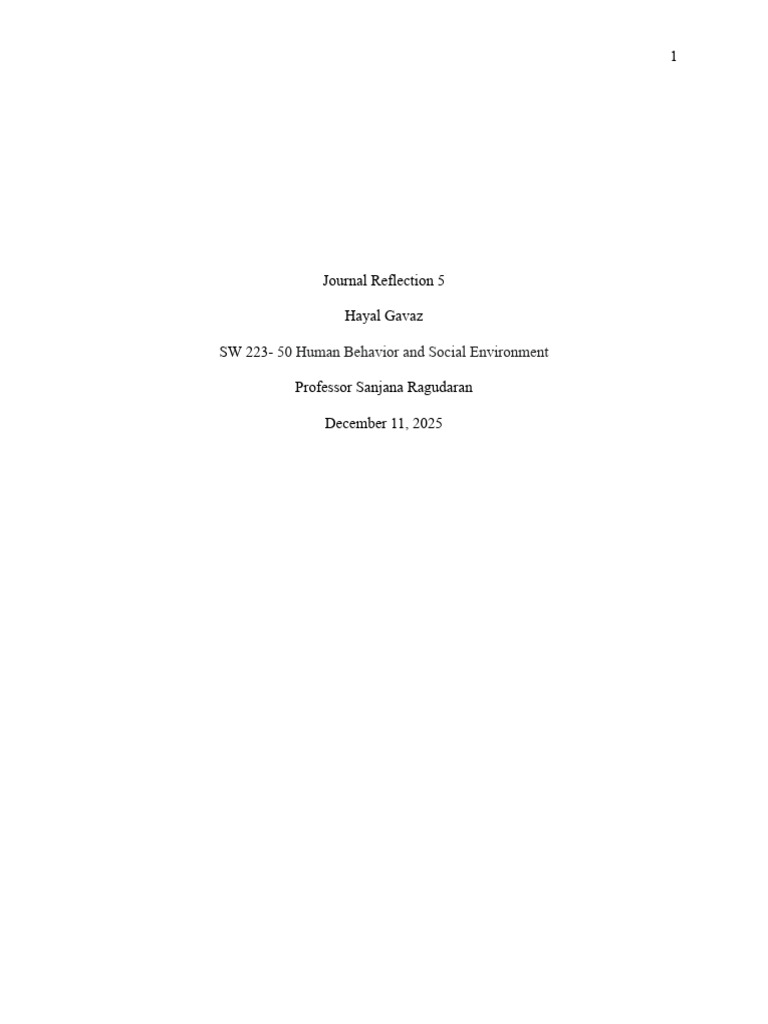 Journal Reflection 5 | PDF | Attachment Theory | Parenting