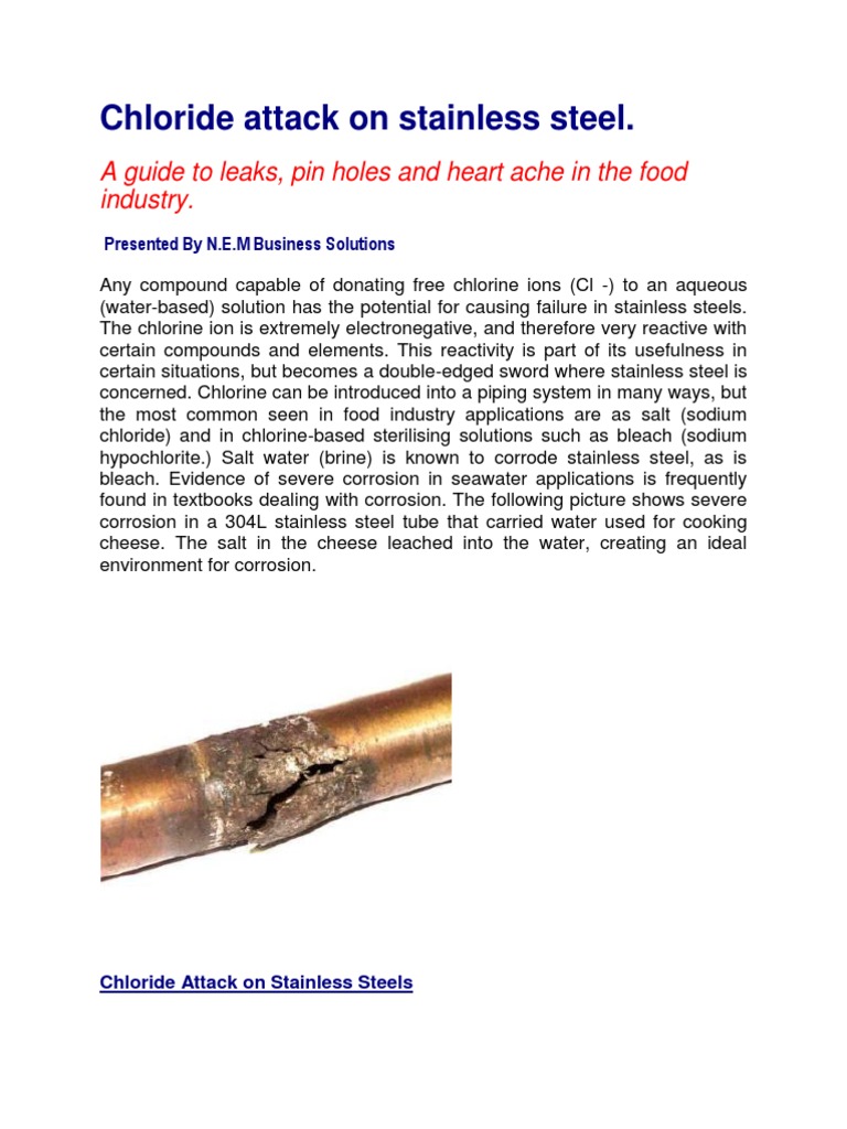 Chloride Attack On Stainless Steel PDF Anode Corrosion