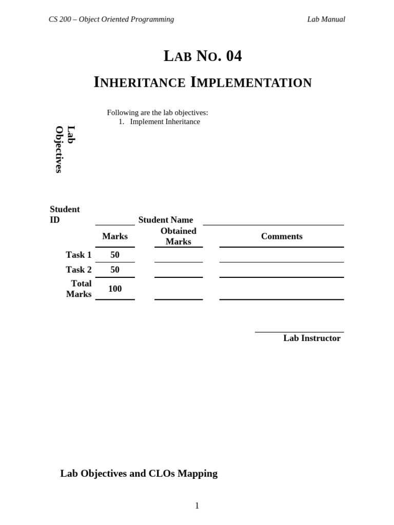 Inheritance in C++ Lab Manual | PDF | Class (Computer Programming) | C++