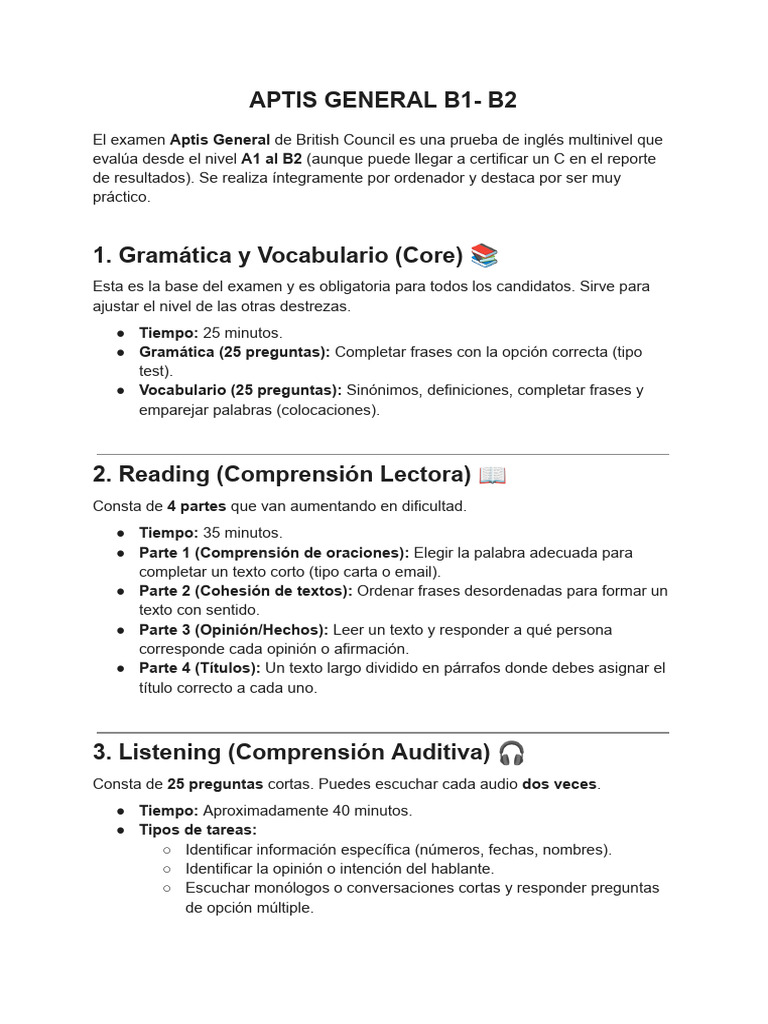 Guía Completa del Examen Aptis General | PDF | Comunicación humana ...