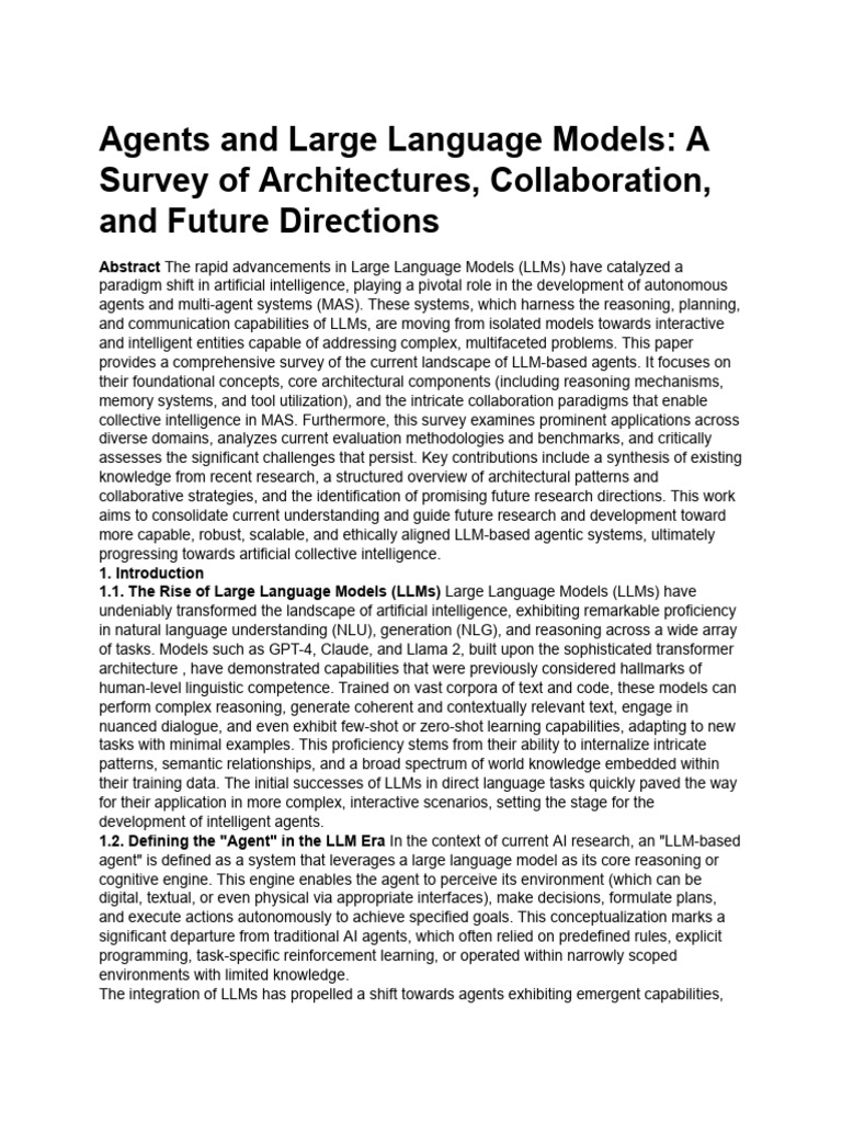 Survey of LLM-Based Agents and Systems | PDF | Memory | Artificial ...