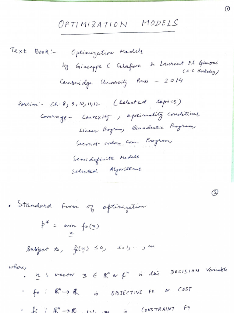 Optimization Models Overview | PDF | Convex Geometry | Functional Analysis