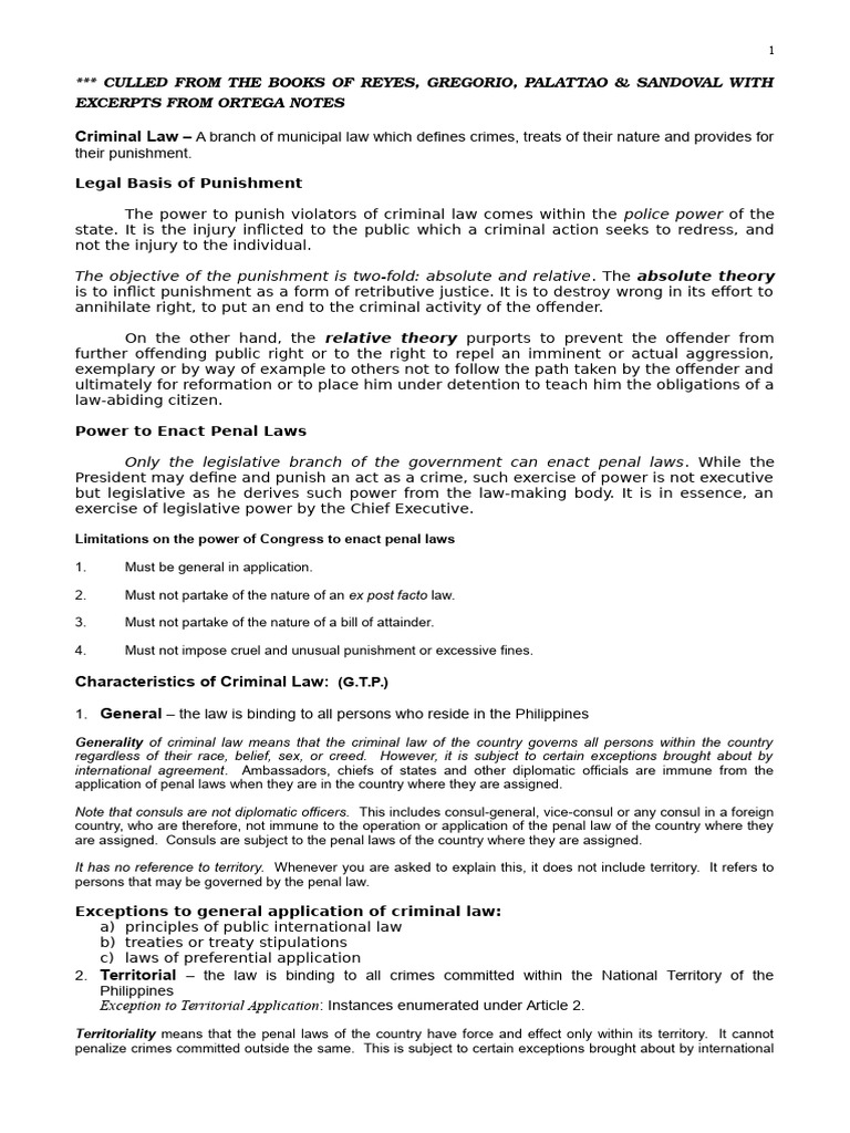 Vip Notes Criminal Law 1 Callanta | PDF | Intention (Criminal Law) | Crimes
