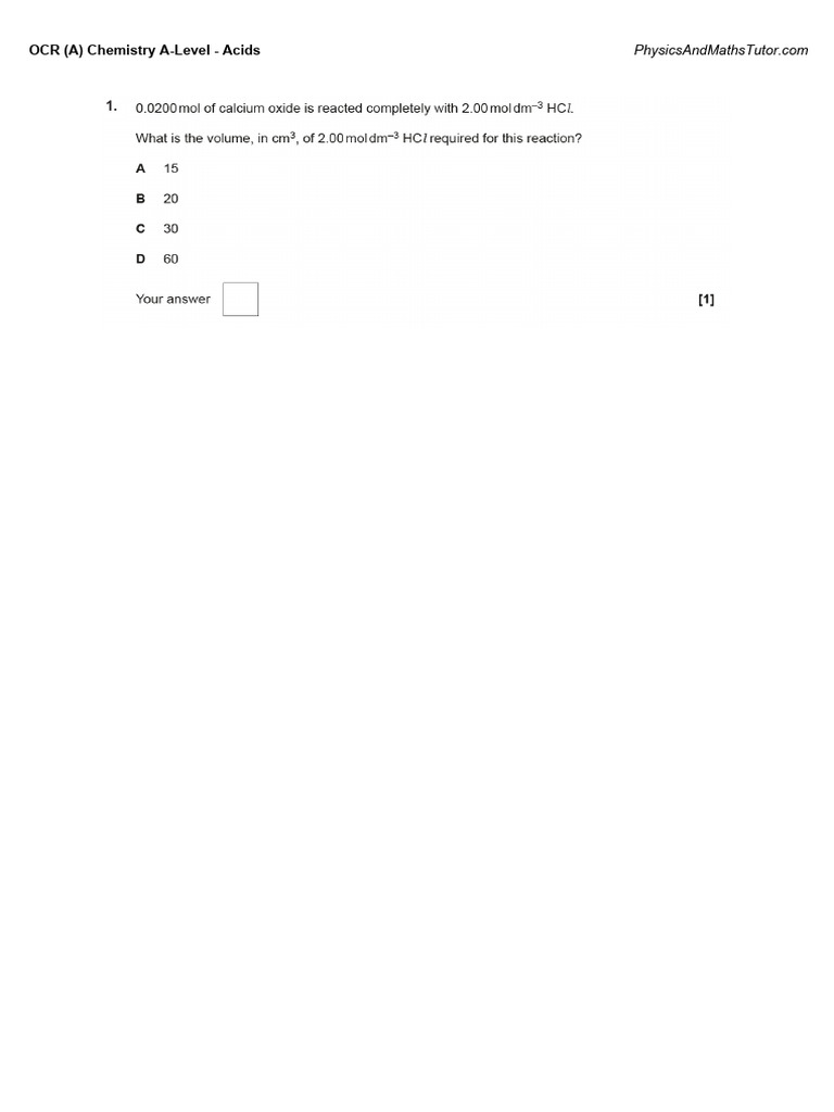 OCR A-Level Chemistry: Acids Guide | PDF