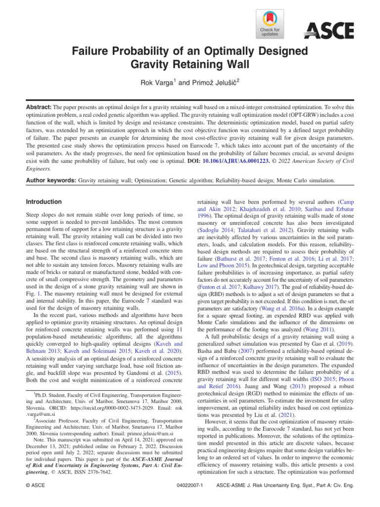Optimizing Gravity Retaining Wall Design | PDF | Mathematical ...