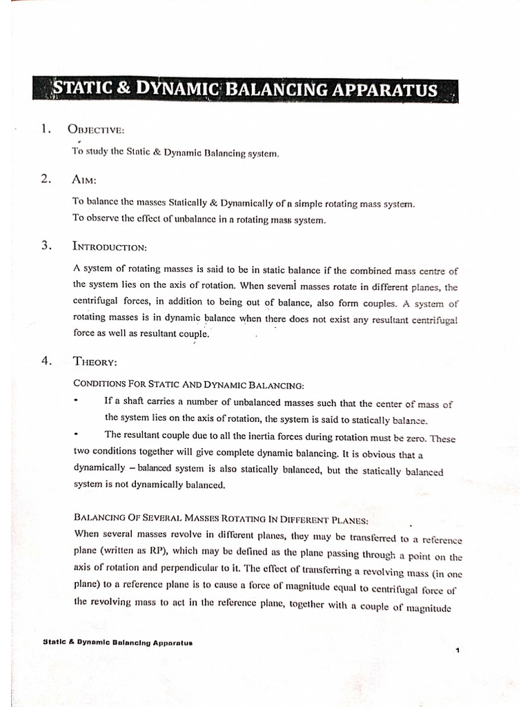 Static & Dynamic Balancing Manual | PDF