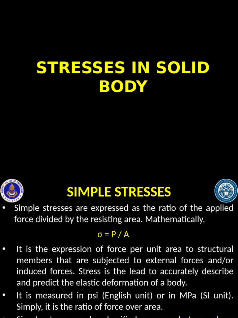Understanding Simple Stresses in Solids | PDF | Stress (Mechanics ...