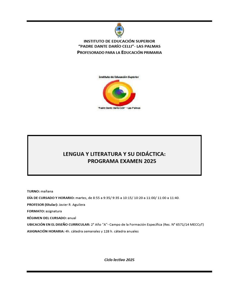 Didáctica de Lengua y Literatura 2025 | PDF | Plan de estudios ...