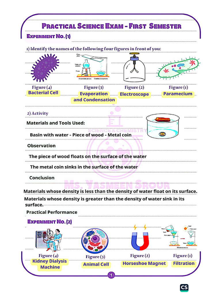 Practical Science With Answers Prep 1 T1 2026 | PDF
