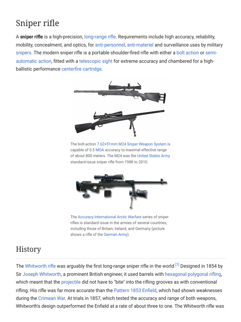 Overview of Sniper Rifles and History | PDF | Gun Barrel | Sniper
