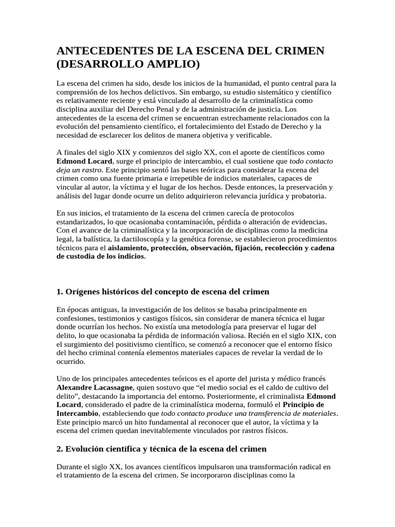 Historia y Análisis de la Escena del Crimen | PDF | Ciencia forense ...