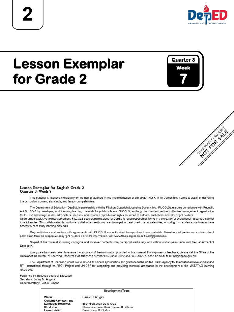 Grade 2 English Lesson Plan Week 7 | PDF | Question | Copyright