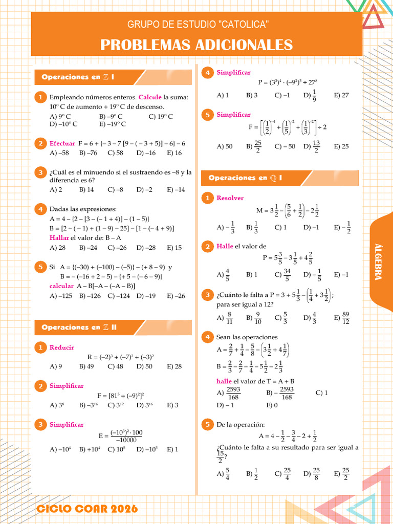Ejercicios de Operaciones Matemáticas y Ecuaciones | PDF | Aritmética ...